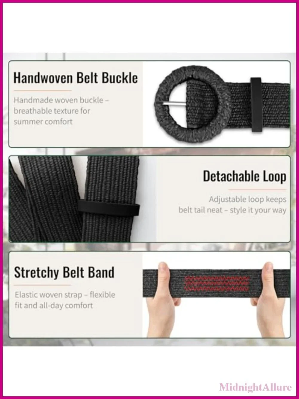 Straw Woven Elastic Belt Braided Raffia Waist Belt Stretch Rattan Summer Dresses